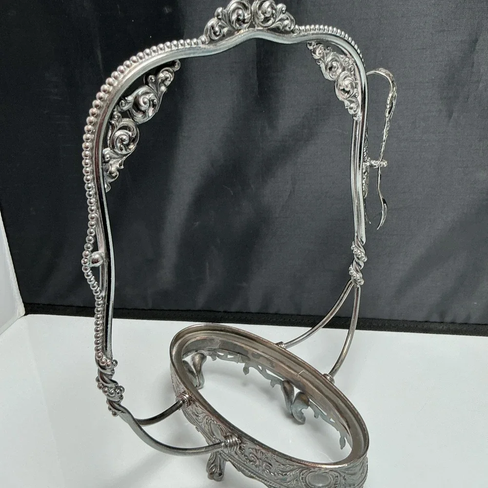 1847 Rogers Bros #312 Silver Bride's Basket & Swedish Tongs